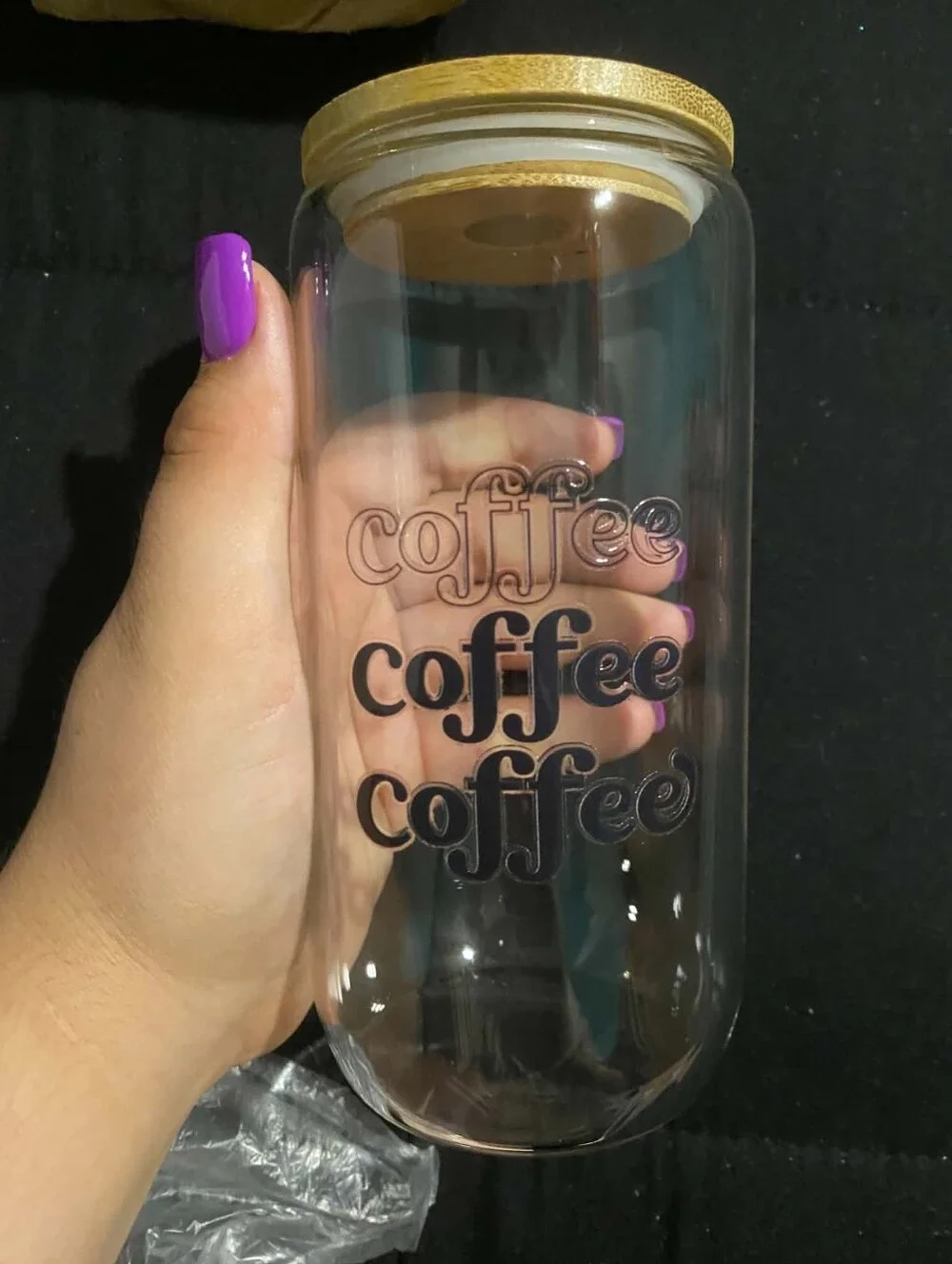 Glass Coffee Storage Jar with Gold Lid - Clear